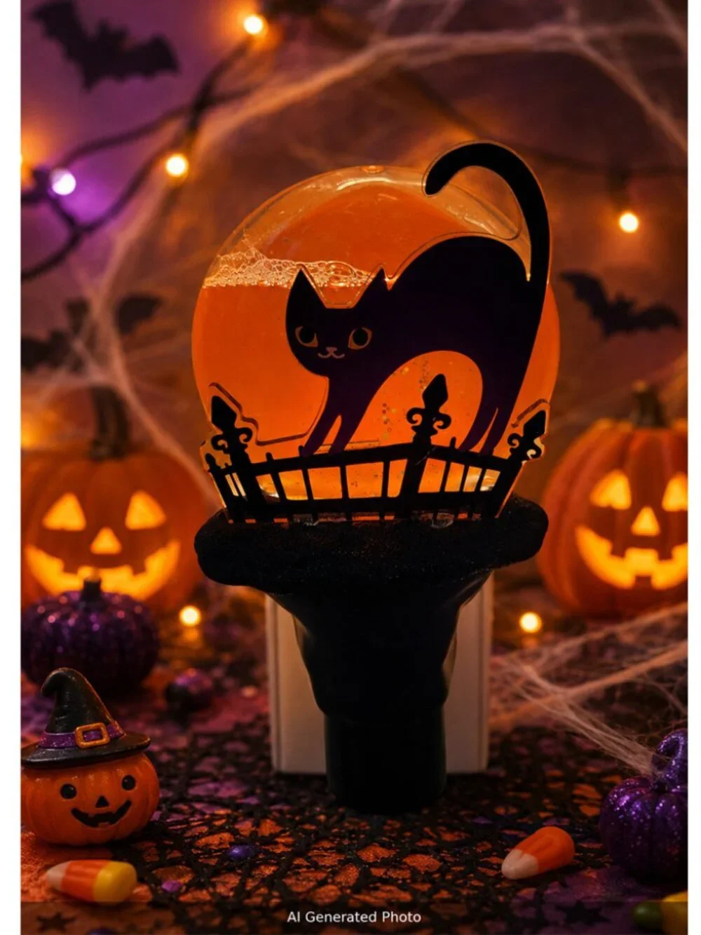 Halloween Midnight Market Cat Plug In Night Light NWT